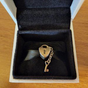 Authentic PANDORA Sterling Silver HEART LOCK AND KEY Charm # 790971 Retired